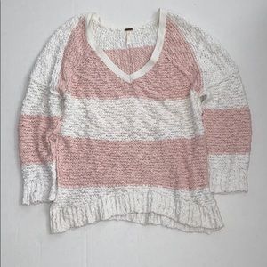 Free people sweater. Pink and white. Size XS.